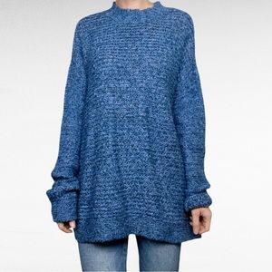 St. John’s Bay | Blue Tweed Speckled Mock Neck Long Sleeve Pullover Sweater